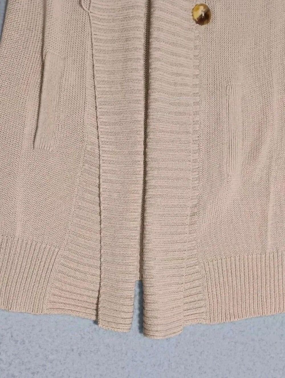 Chicos Sleeveless Long Button Cardigan Womens Size 1 Beige Tan Knitted... - Picture 7 of 11